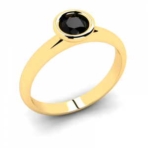 Klasyczny pierścionek złoty z czarną cyrkonią 5mm