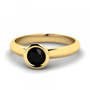 Klasyczny pierścionek złoty z czarną cyrkonią 5mm