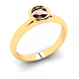 Klasyczny pierścionek złoty z bordową cyrkonią 5mm