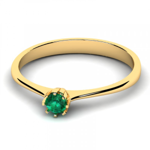 Pierścionek złoty z zieloną cyrkonią 3mm