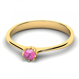 Klasyczny pierścionek złoty z różową cyrkonią 3mm