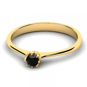 Klasyczny pierścionek złoty z czarną cyrkonią 3mm