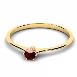 Klasyczny pierścionek złoty z bordową cyrkonią 3mm