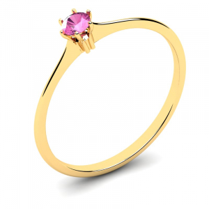 Klasyczny pierścionek złoty z różową cyrkonią 3mm