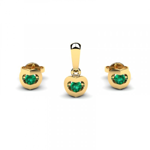 14k gold set with natural emeralds 0,30ct (1)