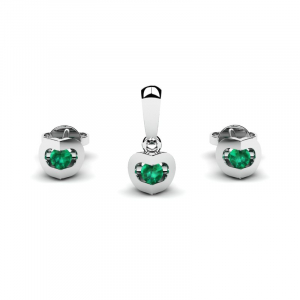 14k gold set with natural emeralds 0,30ct (1)