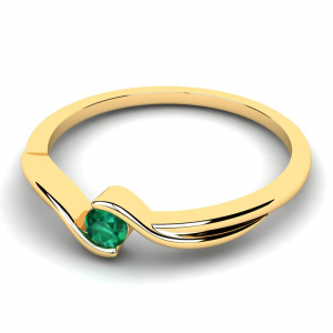 Pierścionek złoty z zieloną cyrkonią 3mm