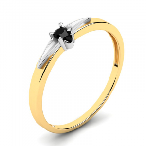 Klasyczny pierścionek złoty czarny brylant 0,06ct