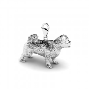 Charms z białego złota pies pekińczyk grawer