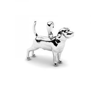 Wisiorek z białego złota pies beagle grawer