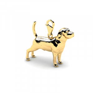 Charms złoty pies beagle grawer 14kr