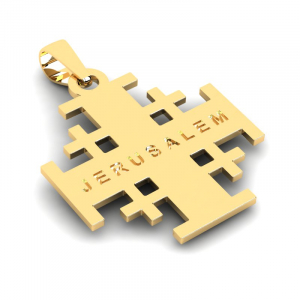 Krzyż złoty jerozolimski duży grawer