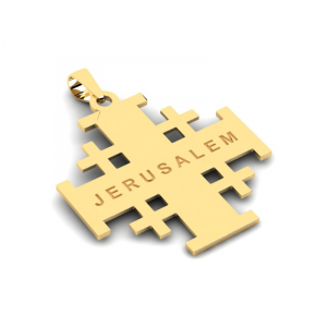 Krzyż złoty jerozolimski duży 6cm