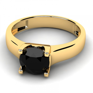 Klasyczny pierścionek złoty z czarną cyrkonią 7mm