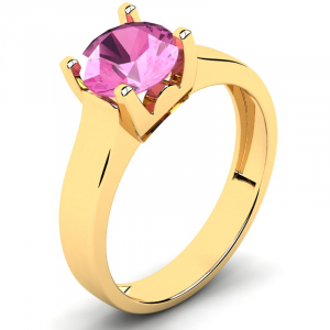 Klasyczny pierścionek złoty z różową cyrkonią 7mm