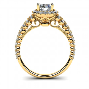 Pierścionek złoty zaręczynowy halo z cyrkoniami