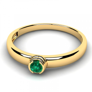 Pierścionek złoty z zieloną cyrkonią 3mm 