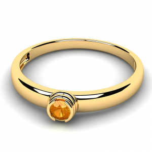 Pierścionek złoty z pomarańczową cyrkonią 3mm 