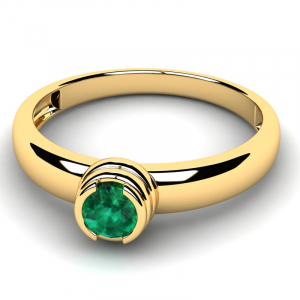 Pierścionek złoty z zieloną cyrkonią 4mm 
