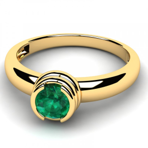 Pierścionek złoty z zieloną cyrkonią 5mm 