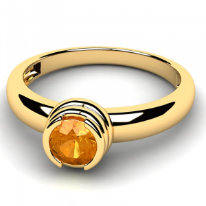 Pierścionek złoty z pomarańczową cyrkonią 5mm 