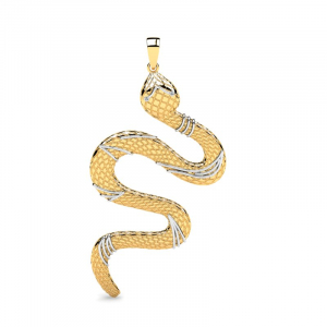 Wisiorek złoty duży wąż żmija z cyrkoniami 14kr