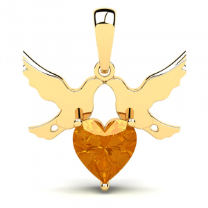 Wisiorek złoty dwa gołąbki z cyrkonią serce