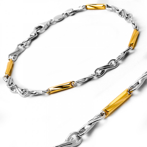 Tri coloured silver braided bracelet