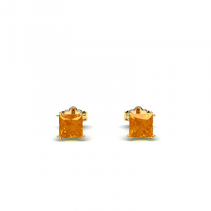 Kolczyki złote klasyczne pomarańczowe cyrkonie 3mm