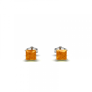 Kolczyki z białego złota pomarańczowe cyrkonie 3mm
