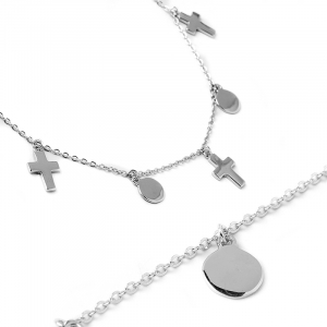 Naszyjnik srebrny z krzyżykami i kółeczkami