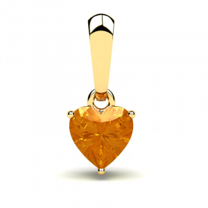 Wisiorek złoty serce z cytrynową cyrkonią 5mm 14kr