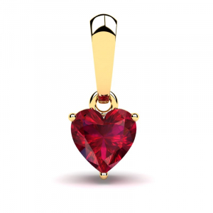 Wisiorek złoty serce z czerwoną cyrkonią 5mm 