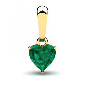 Wisiorek złoty serce z zieloną cyrkonią 5mm 
