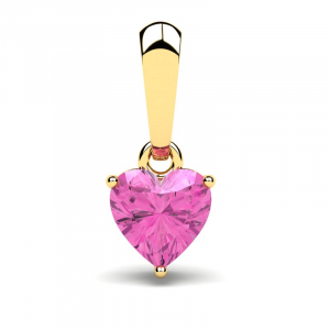 Wisiorek złoty serce z różową cyrkonią 5mm 