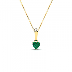 Naszyjnik złoty serce z zieloną cyrkonią 4mm 
