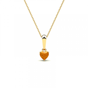 Naszyjnik złoty serce z cytrynową cyrkonią 4mm 