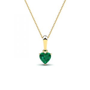Naszyjnik złoty serce z zieloną cyrkonią  5mm 
