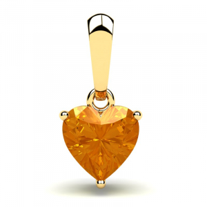 Wisiorek złoty serce z cytrynową cyrkonią 6mm 14kr