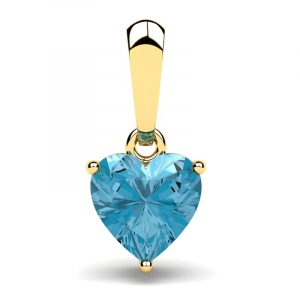 Wisiorek złoty serce z błękitną cyrkonią 6mm 14kr