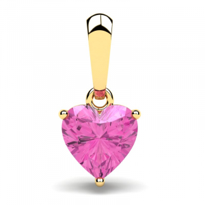 Wisiorek złoty serce z różową cyrkonią 6mm 