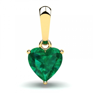 Wisiorek złoty serce z zieloną cyrkonią 6mm 