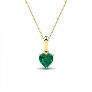Naszyjnik złoty serce z zieloną cyrkonią  6mm 