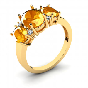 Pierścionek złoty królewski pomarańczowe cyrkonie