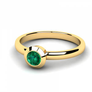 Pierścionek złoty klasyczny z zieloną cyrkonią 4mm 