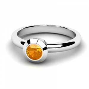 Pierścionek białe złoto pomarańczowa cyrkonia 5mm 