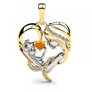 Wisiorek złoty serce z cytrynową cyrkonią 14kr