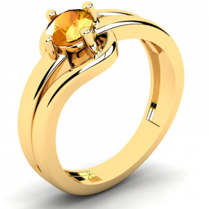 Pierścionek złoty zaręczynowy z cytrynem 0,50ct