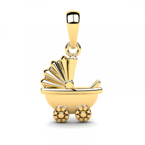 Wisiorek złoty wózek na urodziny dziecka grawer