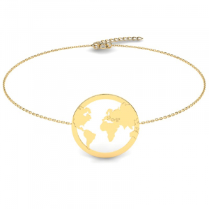 Bransoletka złota kółko mapa świata